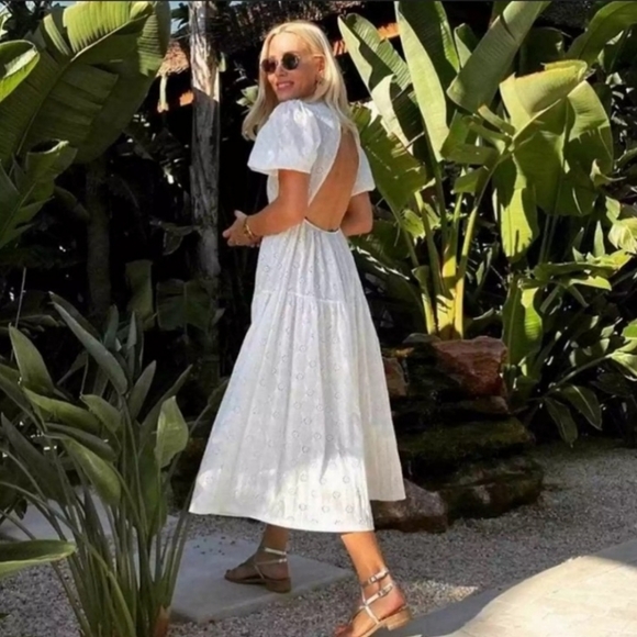 Zara textured voluminous open back dress - Picture 4 of 10